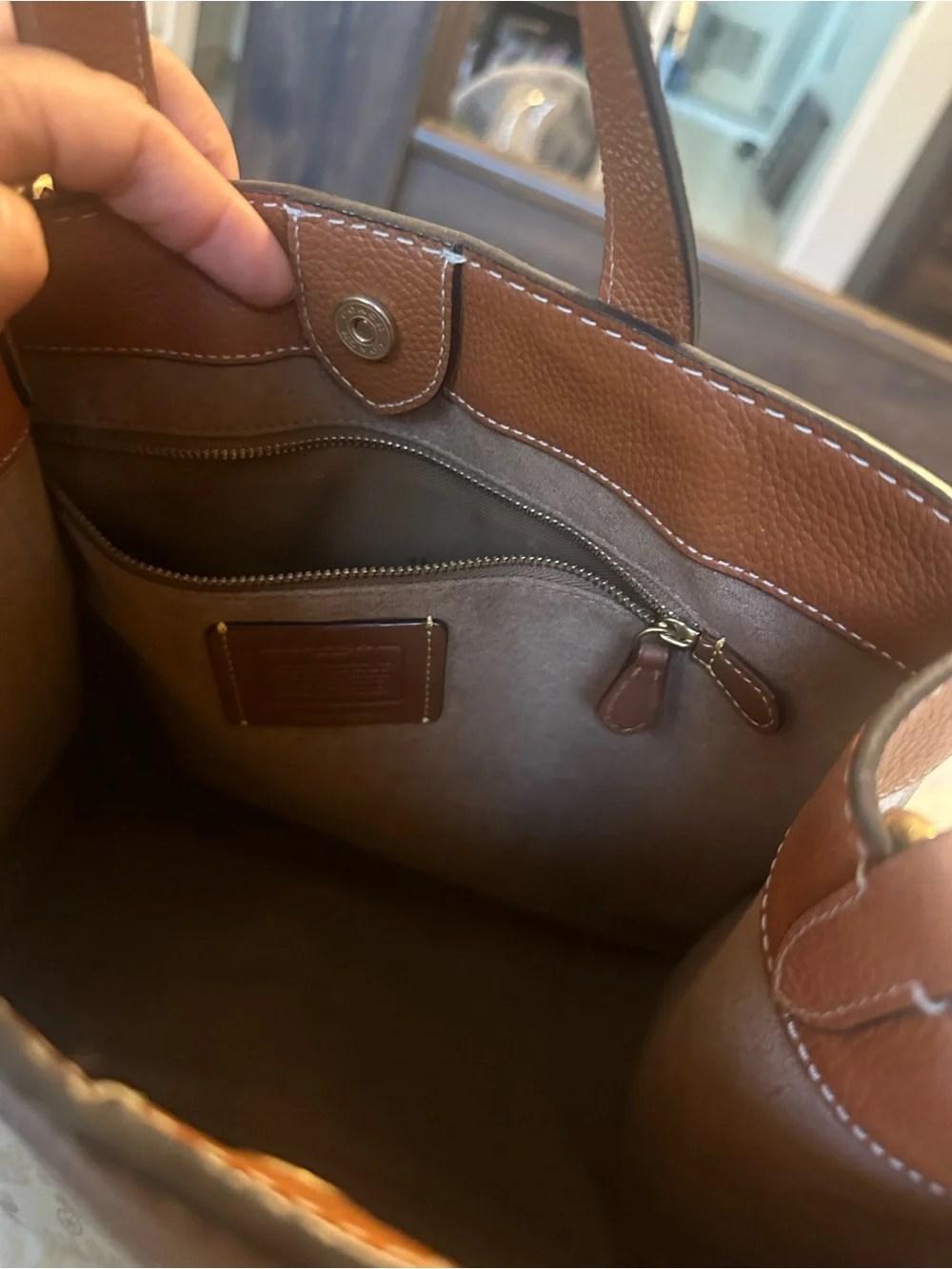 Coach Cream Canvas & Brown Leather Signature Messenger Tote